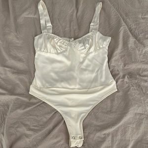 Danielle Bernstein Ruched Satin Bodysuit